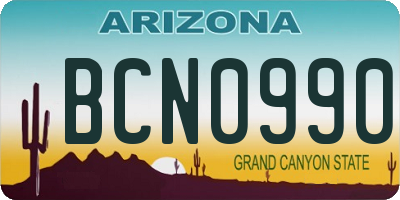 AZ license plate BCN0990