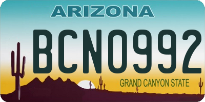 AZ license plate BCN0992