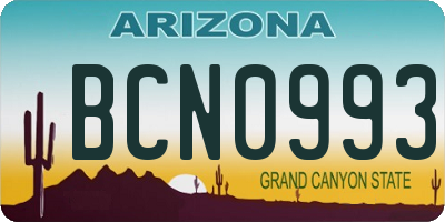 AZ license plate BCN0993