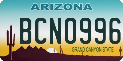 AZ license plate BCN0996