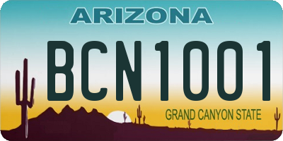 AZ license plate BCN1001