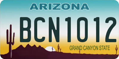 AZ license plate BCN1012