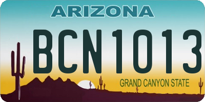 AZ license plate BCN1013