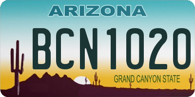 AZ license plate BCN1020