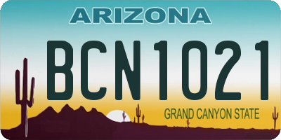 AZ license plate BCN1021