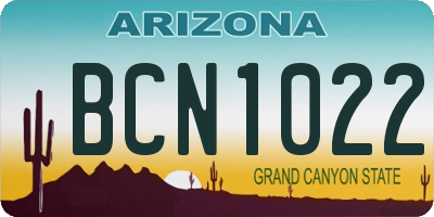 AZ license plate BCN1022