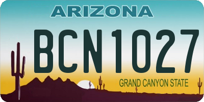 AZ license plate BCN1027