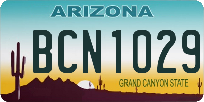 AZ license plate BCN1029