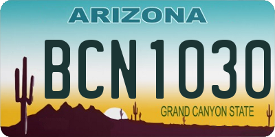 AZ license plate BCN1030