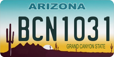 AZ license plate BCN1031