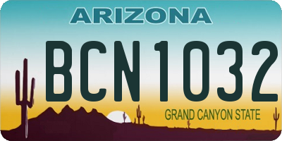 AZ license plate BCN1032