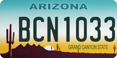 AZ license plate BCN1033