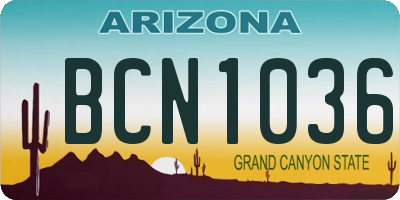 AZ license plate BCN1036