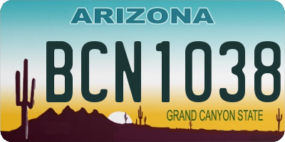 AZ license plate BCN1038