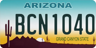 AZ license plate BCN1040