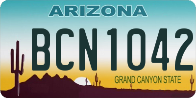 AZ license plate BCN1042