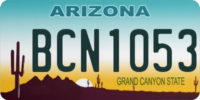 AZ license plate BCN1053