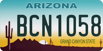 AZ license plate BCN1058