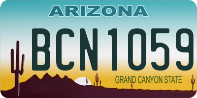 AZ license plate BCN1059