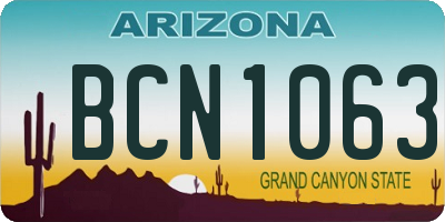 AZ license plate BCN1063