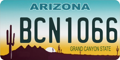 AZ license plate BCN1066