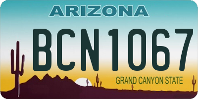 AZ license plate BCN1067