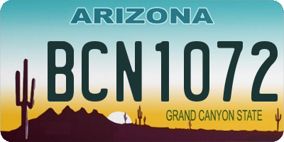 AZ license plate BCN1072