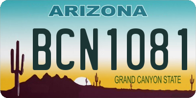 AZ license plate BCN1081