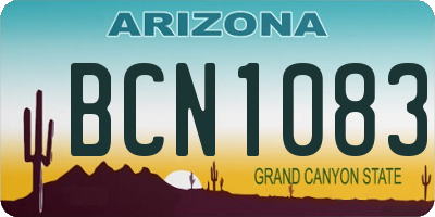 AZ license plate BCN1083