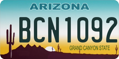 AZ license plate BCN1092