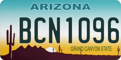 AZ license plate BCN1096