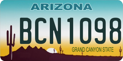 AZ license plate BCN1098