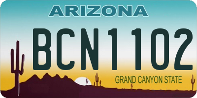 AZ license plate BCN1102