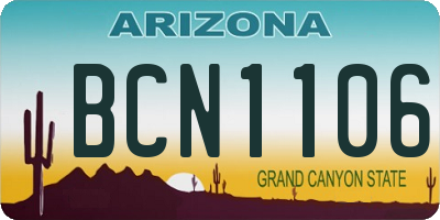 AZ license plate BCN1106