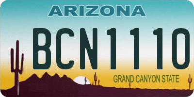 AZ license plate BCN1110