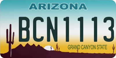 AZ license plate BCN1113