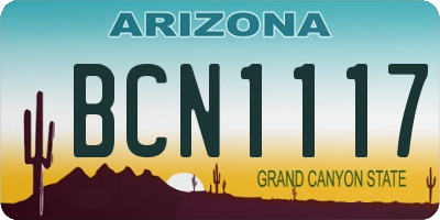 AZ license plate BCN1117