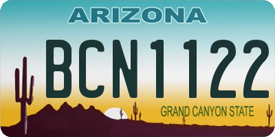 AZ license plate BCN1122