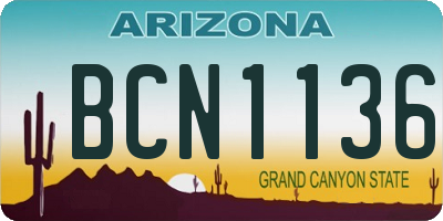 AZ license plate BCN1136