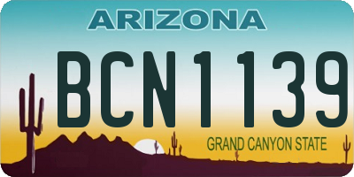 AZ license plate BCN1139