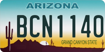 AZ license plate BCN1140