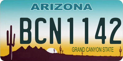 AZ license plate BCN1142