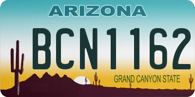 AZ license plate BCN1162