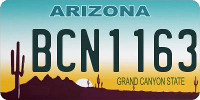 AZ license plate BCN1163