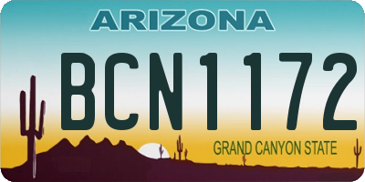 AZ license plate BCN1172