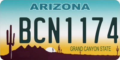 AZ license plate BCN1174