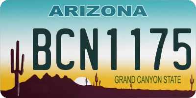 AZ license plate BCN1175