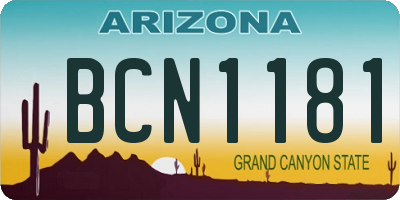 AZ license plate BCN1181