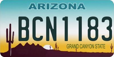 AZ license plate BCN1183