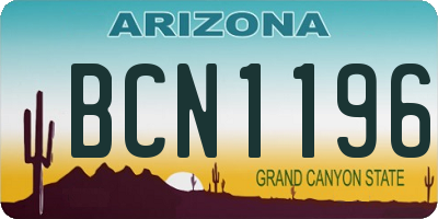 AZ license plate BCN1196